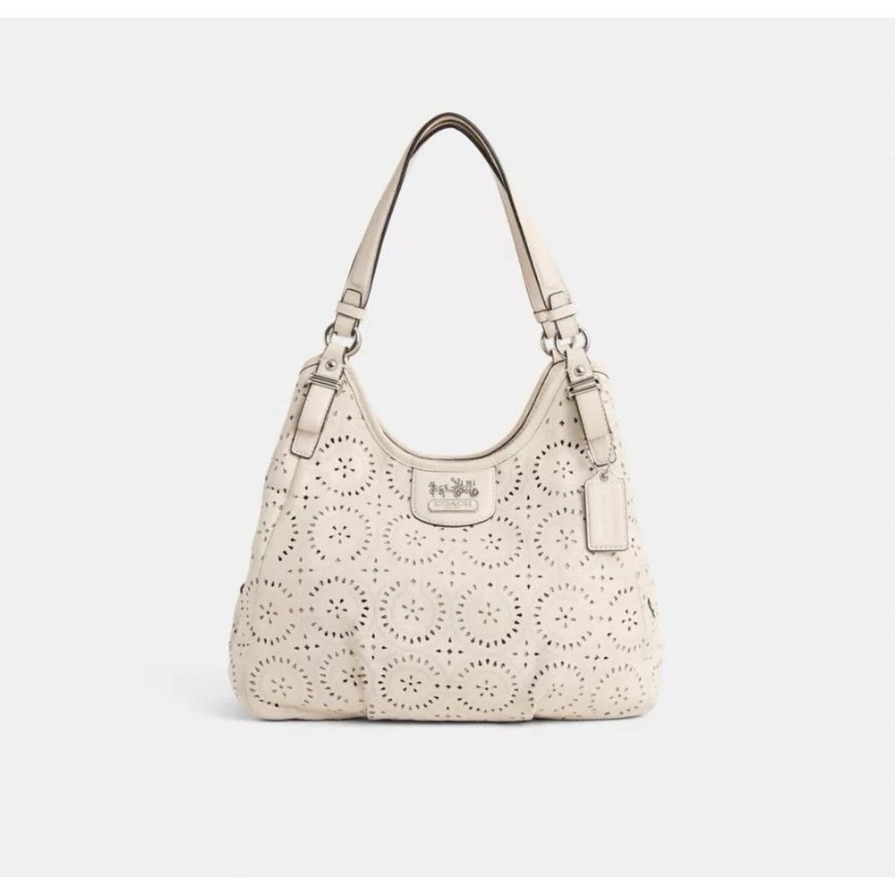 Coach Restored Madison Maggie Shoulder Bag Cream Ivory Leather Purse